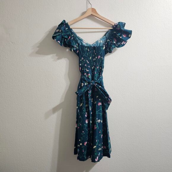 HILL HOUSE The Ava Midi Dress in Moody Floral Size XXS - Picture 4 of 10